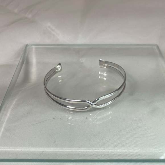 925 Sterling Silver intercepting cuff bracelet VINTAGE - Picture 5 of 8